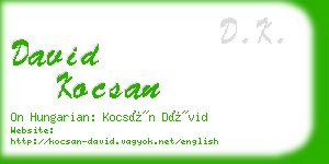 david kocsan business card